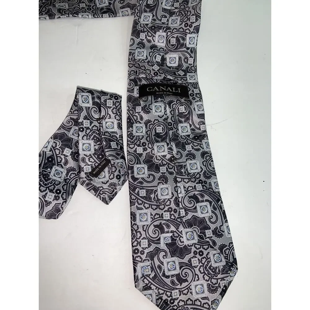 CANALI MEN'S NECKTIE NECK TIE Gray / Silver